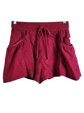 New In Women Athletic Shorts Purple Large Built In Brief Drawstring 100% Nylon